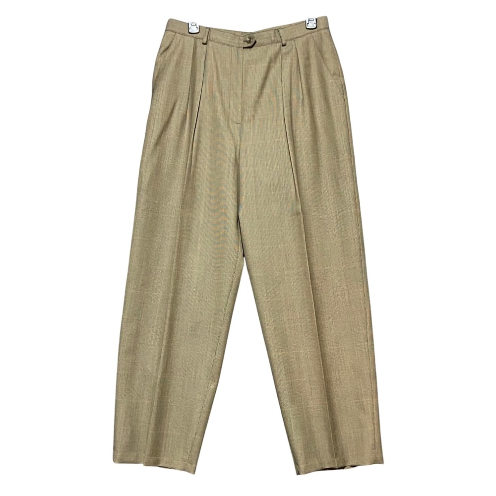 VTG Lauren Ralph Lauren Women's Size 30 Tan Wool Dress Pants Plaid Pleated Lined